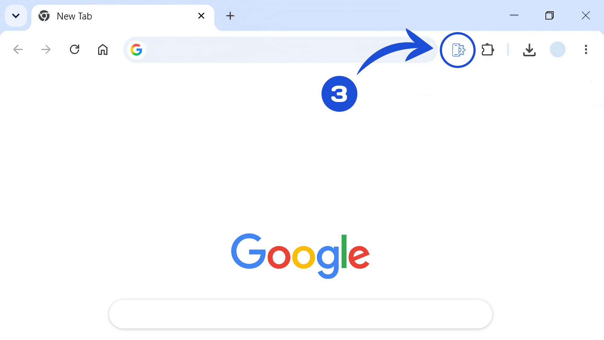 Step 3: Click the pinned Mobile View icon in the Chrome toolbar to open the extension.